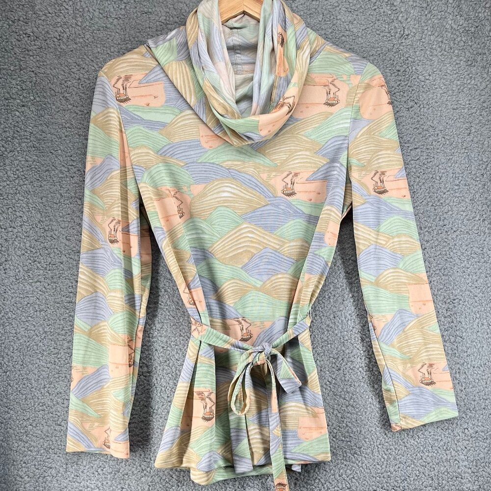 1970s Leslie Fay "Personal" Pollution Factory Blouse Vintage Weird Unusual Rare